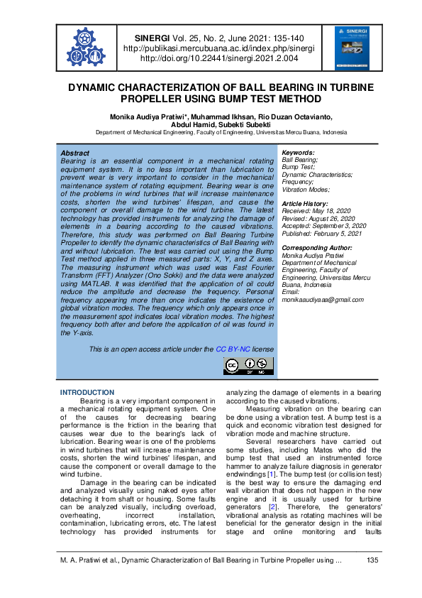 (PDF) Dynamic Characterization of Ball Bearing in Turbine Propeller ...