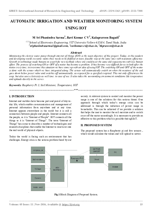 (PDF) Automatic Irrigation and Weather Monitoring System Using Iot
