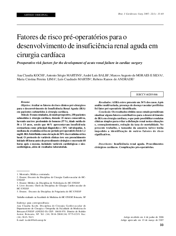 (PDF) Preoperative risk factors for the development of acute renal ...