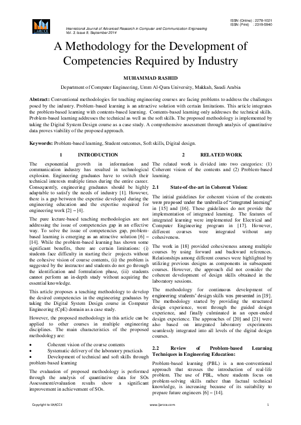 (PDF) A Methodology for the Development of Competencies Required by ...