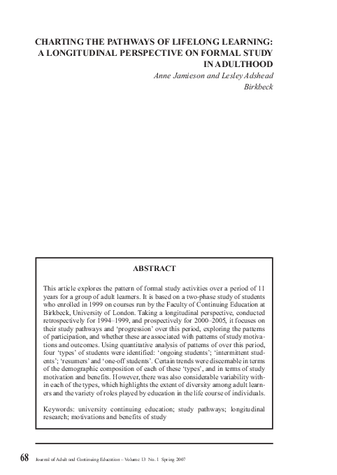 (PDF) Charting the Pathways of Lifelong Learning: A Longitudinal ...