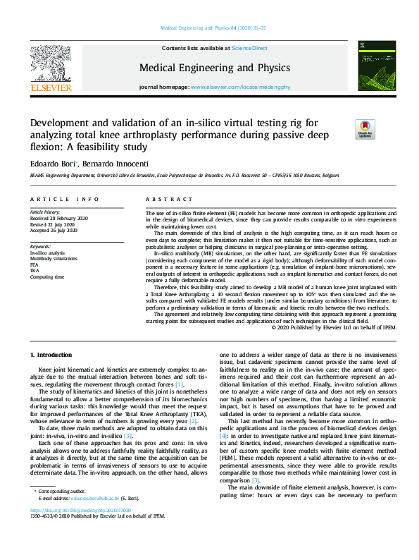 (PDF) Development and validation of an in-silico virtual testing rig ...