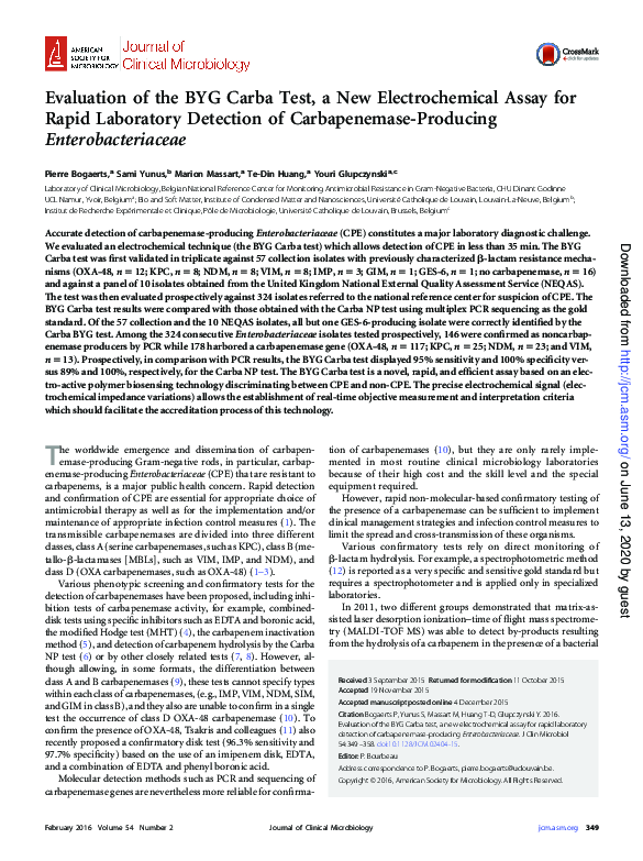 (PDF) Evaluation of the BYG Carba Test, a New Electrochemical Assay for ...