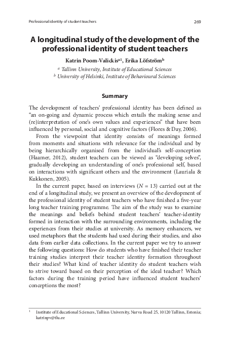 (PDF) A longitudinal study of the development of the professional ...