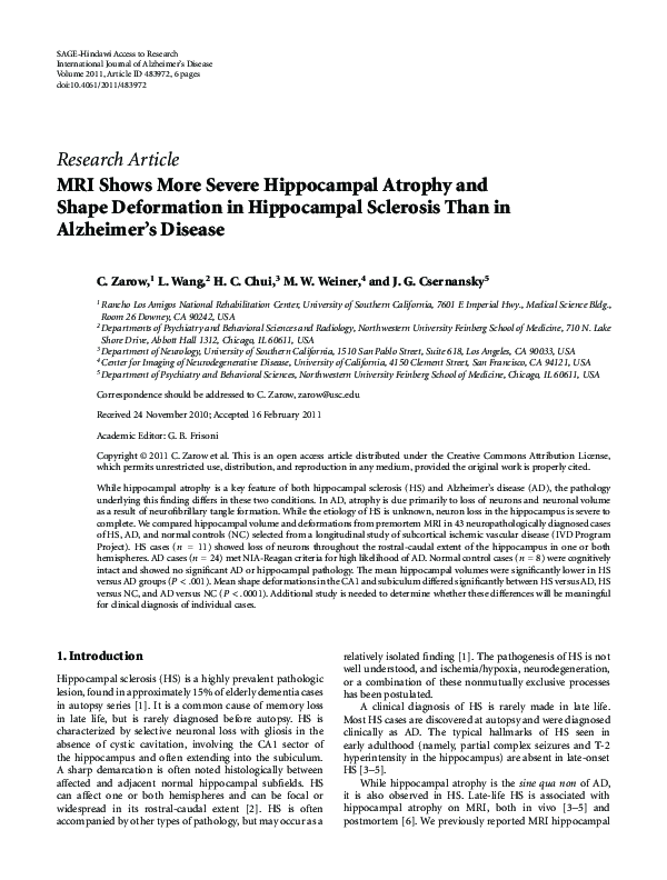 (PDF) MRI shows more severe hippocampal atrophy and shape deformation ...