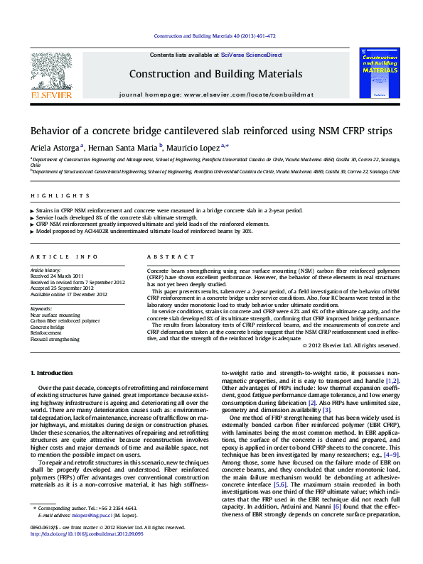 (PDF) Behavior of a concrete bridge cantilevered slab reinforced using ...
