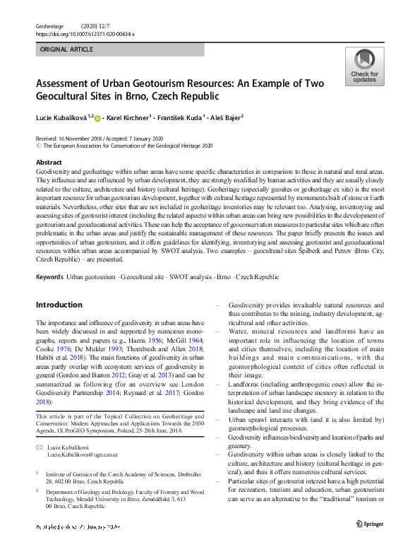 (PDF) Assessment of Urban Geotourism Resources: An Example of Two ...