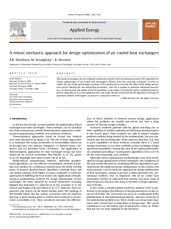 (PDF) A robust stochastic approach for design optimization of air ...