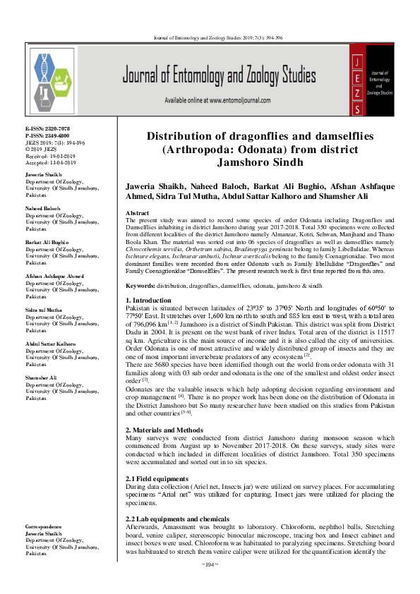 (PDF) Distribution of dragonflies and damselflies (Arthropoda: Odonata ...