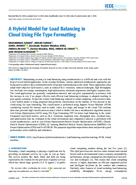 (PDF) A Hybrid Model for Load Balancing in Cloud Using File Type Formatting