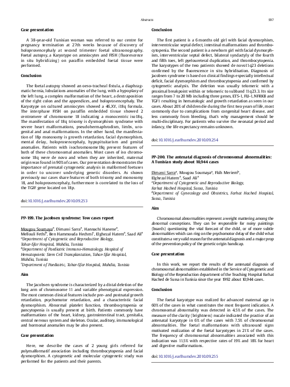 PP-199. The Jacobsen syndrome: Tow cases report
