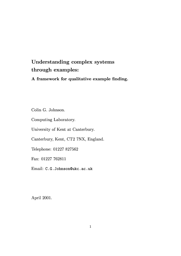 (PDF) Understanding complex systems through examples: A framework for ...