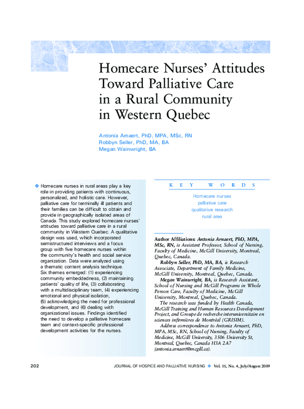 (PDF) Homecare Nurses' Attitudes Toward Palliative Care in a Rural ...