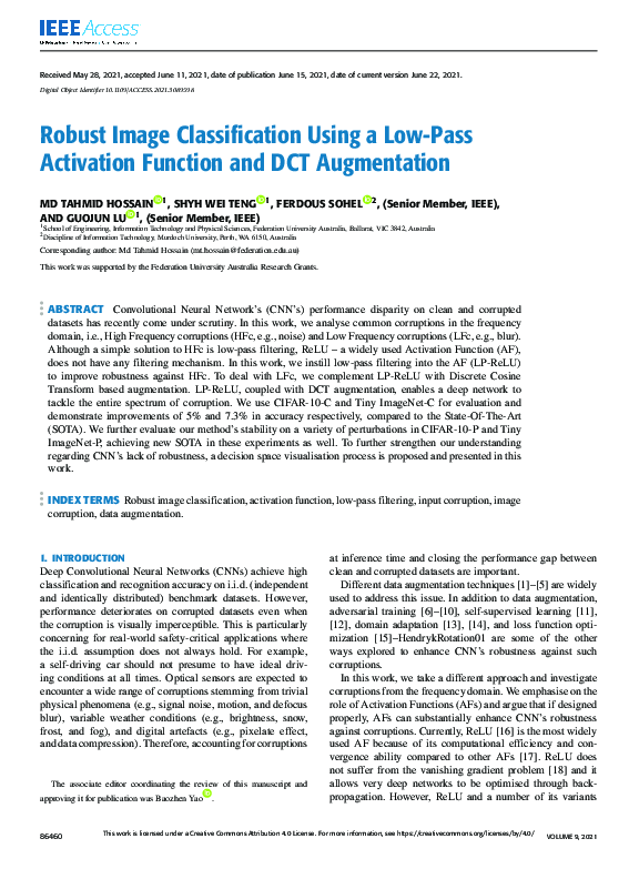 (PDF) Robust Image Classification Using a Low-Pass Activation Function ...