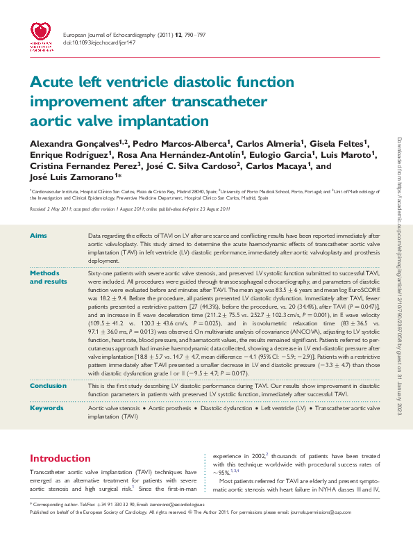 (PDF) Acute left ventricle diastolic function improvement after ...