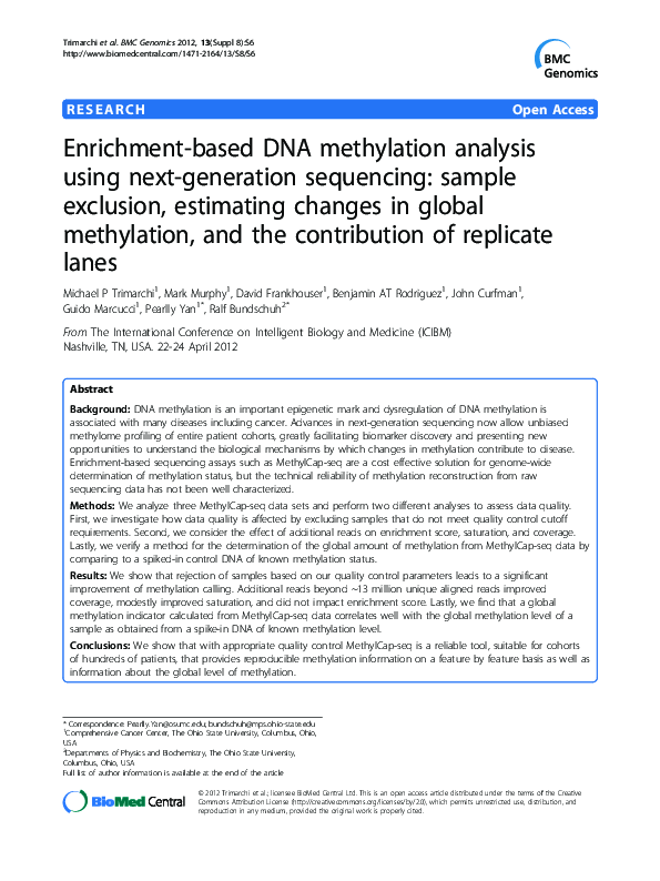 (PDF) Enrichment-Based DNA Methylation Analysis Using Next-Generation ...