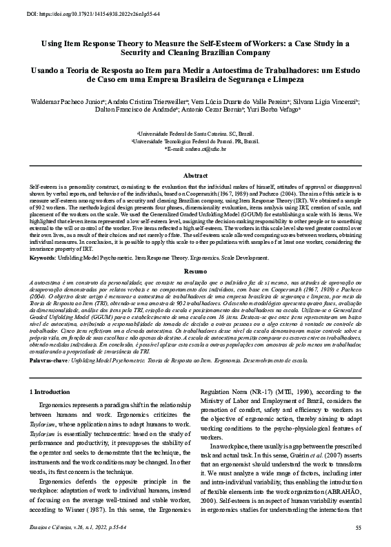 (PDF) Using Item Response Theory to Measure the Self-Esteem of Workers ...