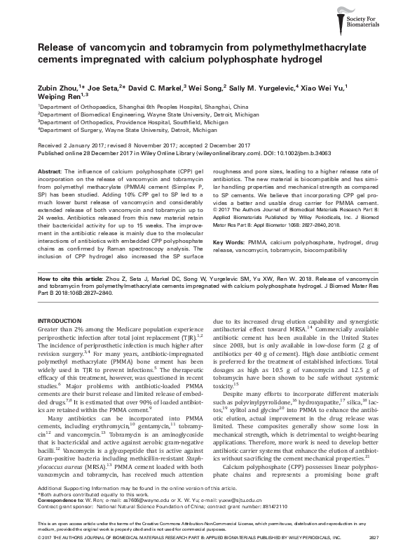 (PDF) Release of vancomycin and tobramycin from polymethylmethacrylate ...