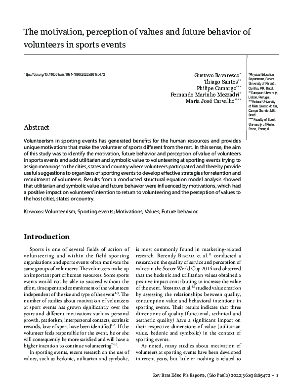 (PDF) The motivation perception of values and future behavior of ...