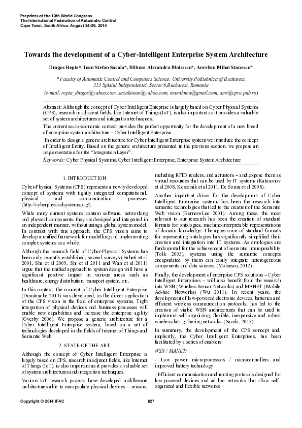 (PDF) Towards the development of a Cyber-Intelligent Enterprise System ...