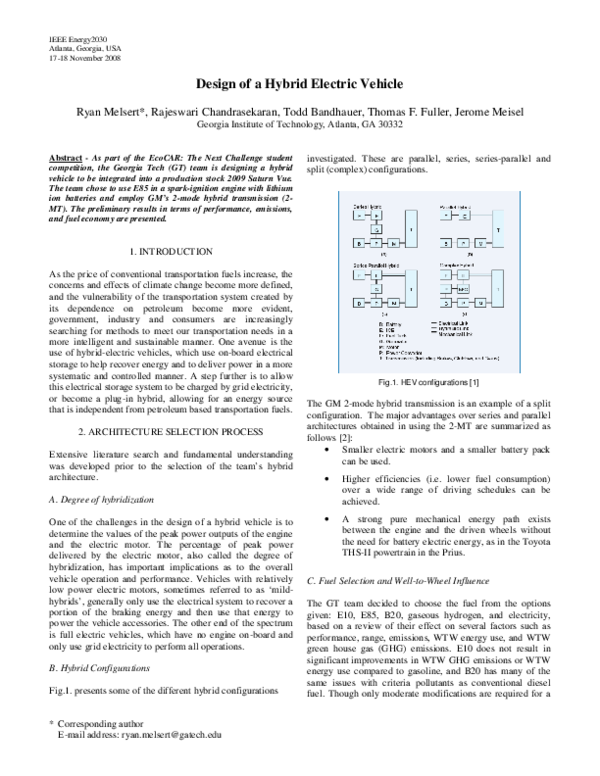 (PDF) Design of a Hybrid Electric Vehicle Rishav Raj Academia.edu