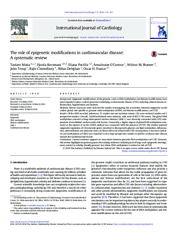 (PDF) The role of epigenetic modifications in cardiovascular disease: A ...