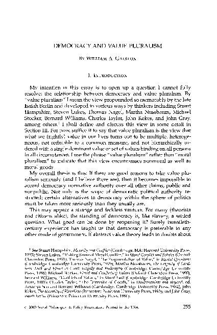 Democracy and Value Pluralism