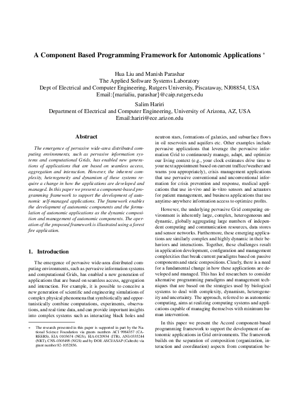 (PDF) A Component-Based Programming Model for Autonomic Applications