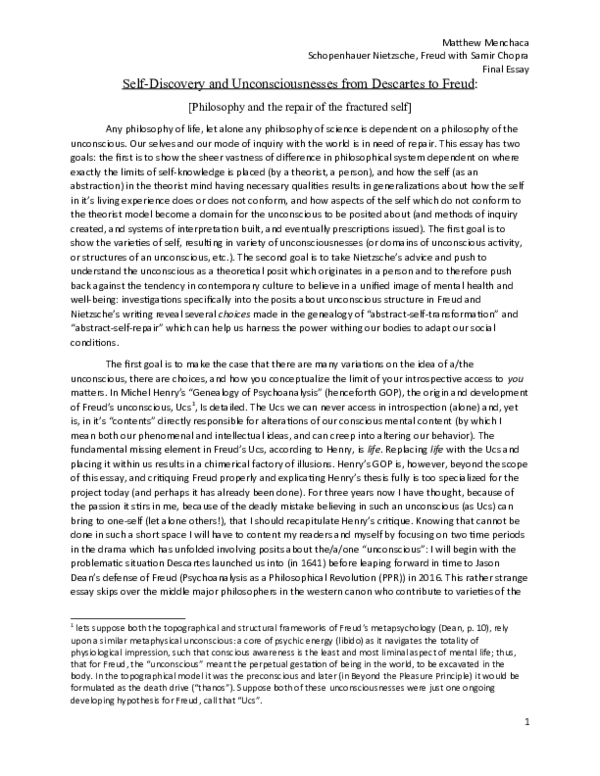 (DOC) Varieties of the Unconscious Final Draft