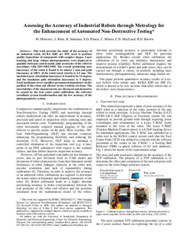 (PDF) Assessing the accuracy of industrial robots through metrology for ...