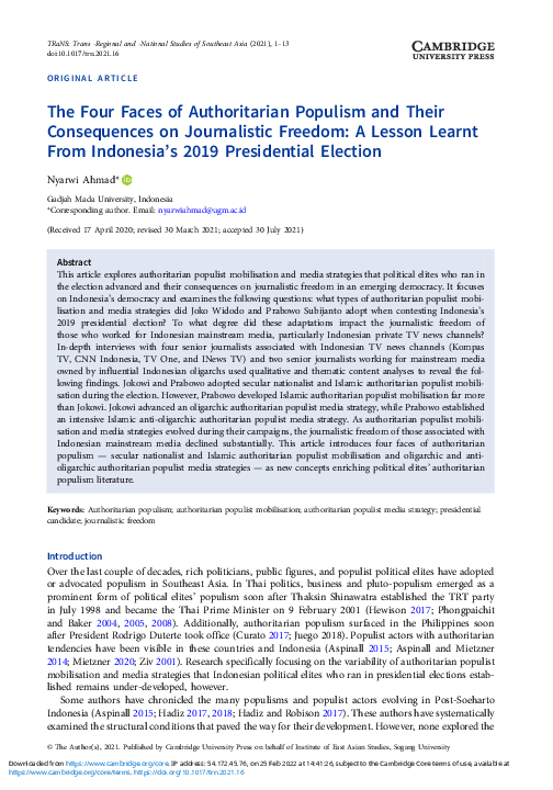 (PDF) The Four Faces of Authoritarian Populism and Their Consequences ...