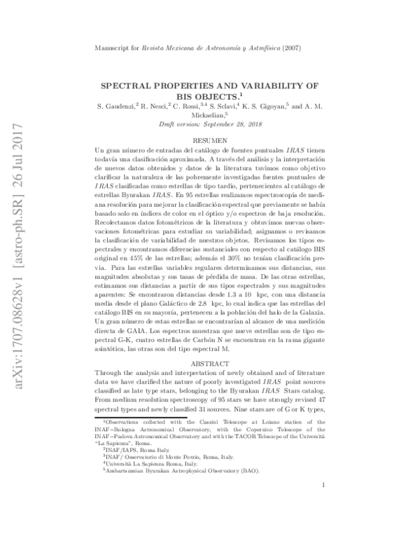 (PDF) Spectral Properties and Variability of BIS objects