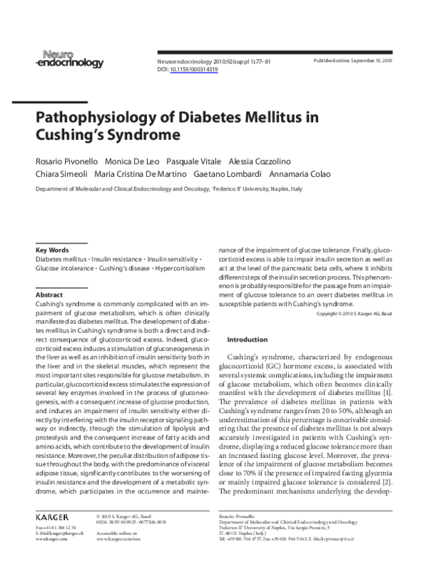 (PDF) Pathophysiology of Diabetes Mellitus in Cushing’s Syndrome