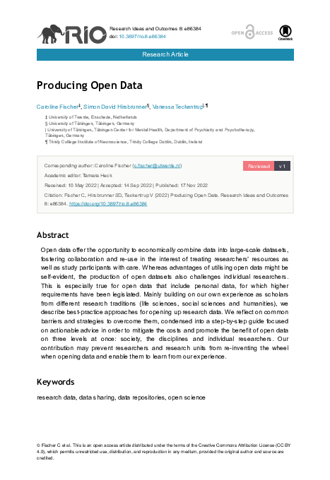 (PDF) Producing Open Data