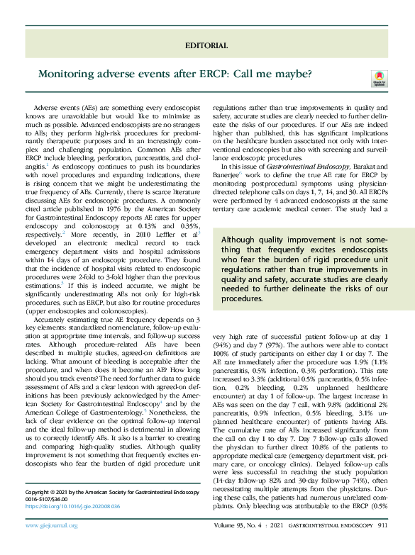 Monitoring adverse events after ERCP: Call me maybe?