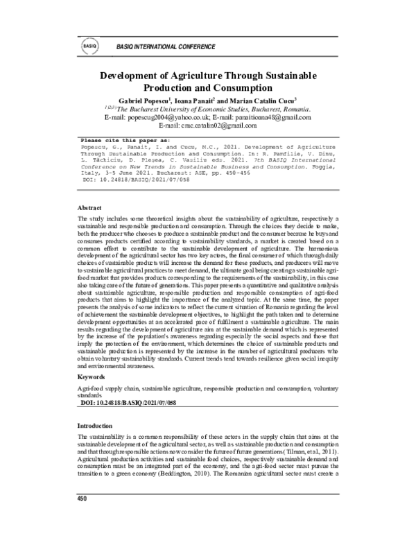 (PDF) Development of Agriculture Through Sustainable Production and ...