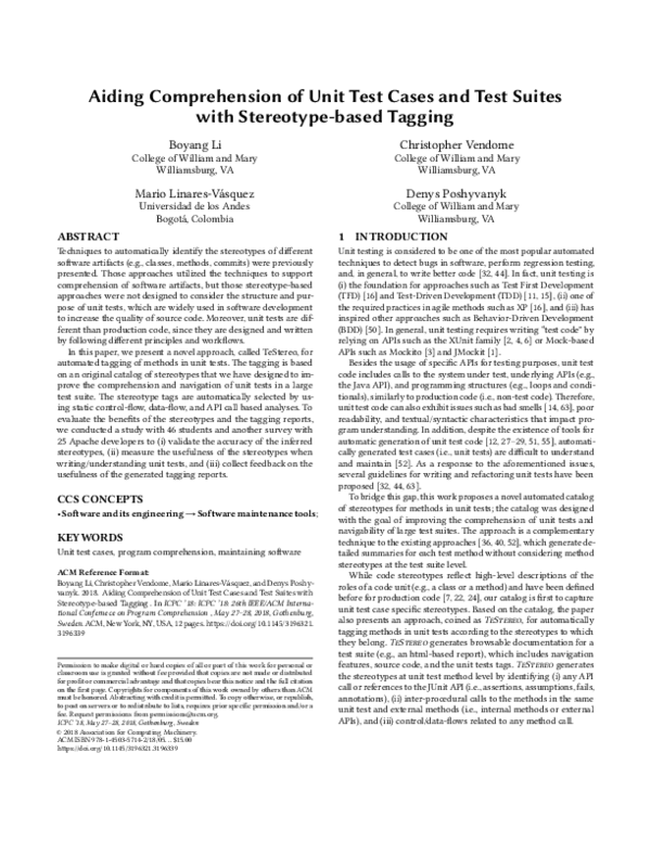 (PDF) Aiding comprehension of unit test cases and test suites with ...