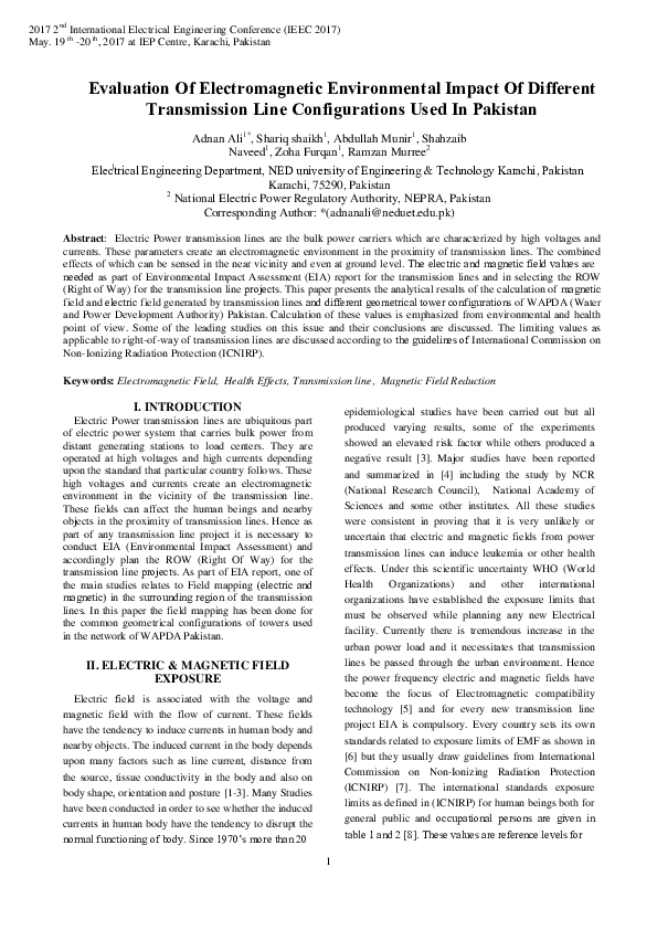 (PDF) Evaluation Of Electromagnetic Environmental Impact Of Different ...