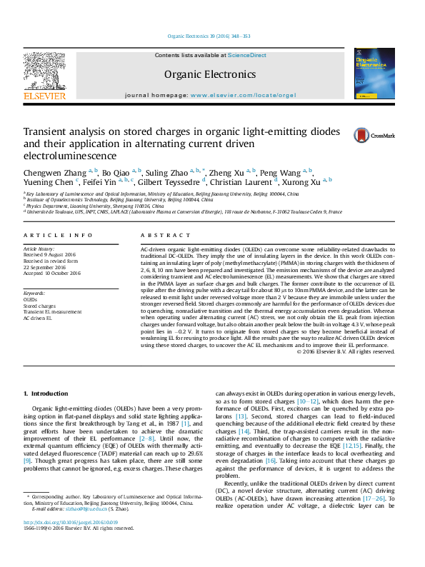 (PDF) Transient analysis on stored charges in organic light-emitting ...