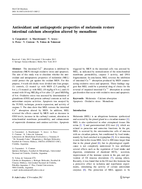 (PDF) Antioxidant and antiapoptotic properties of melatonin restore ...