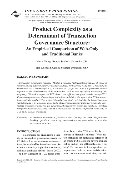 (PDF) Product Complexity as a Determinant of Transaction Governance ...