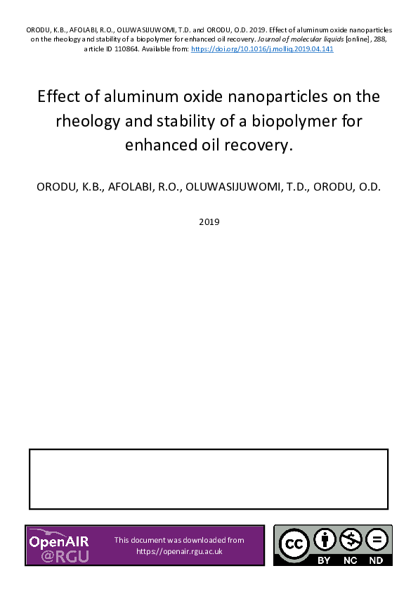(PDF) Effect of aluminum oxide nanoparticles on the rheology and ...