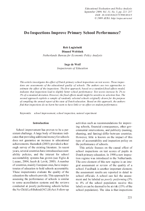 (PDF) Do Inspections Improve Primary School Performance?