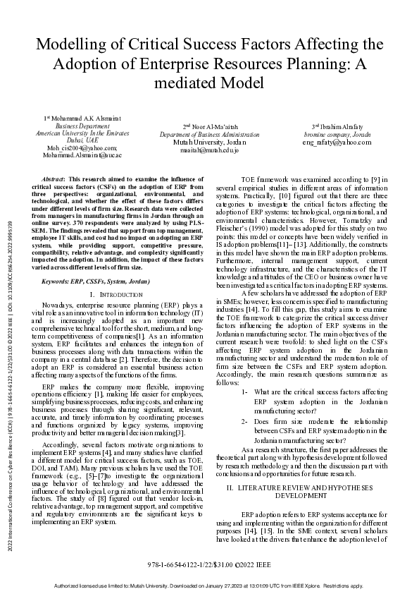 (PDF) Modelling of Critical Success Factors Affecting the Adoption of ...