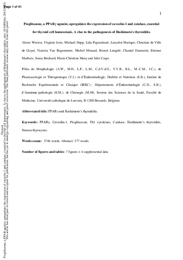 (PDF) Pioglitazone, a PPARγ agonist, upregulates the expression of ...