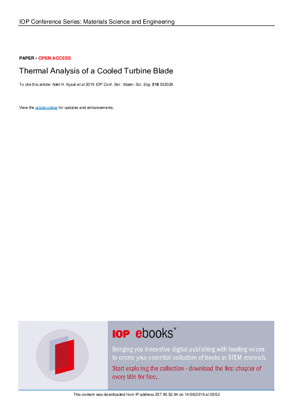 (PDF) Thermal Analysis of a Cooled Turbine Blade