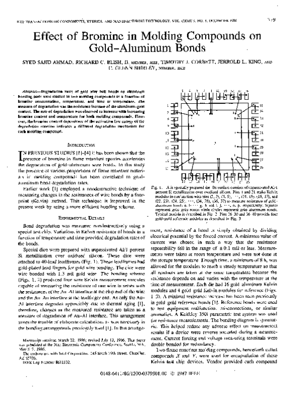 (PDF) Effect of Bromine in Molding Compounds on Gold Aluminum Bonds