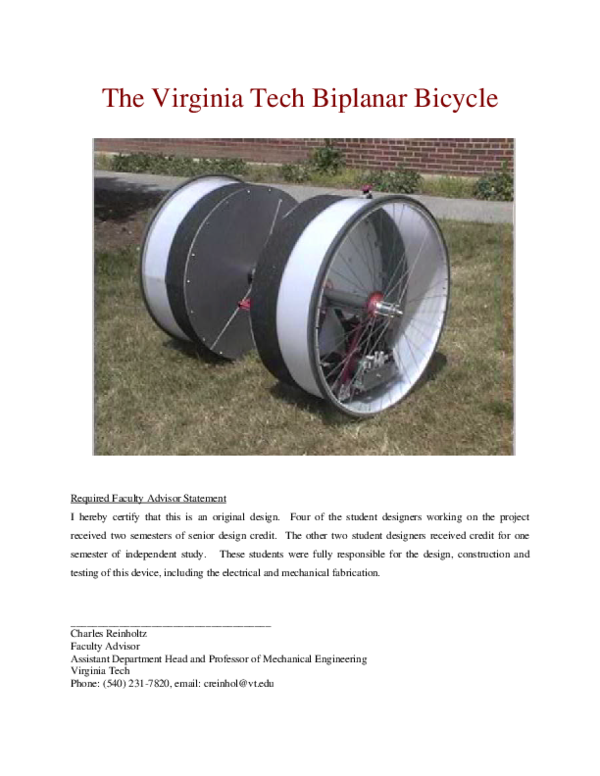 (PDF) The Virginia Tech Biplanar Bicycle