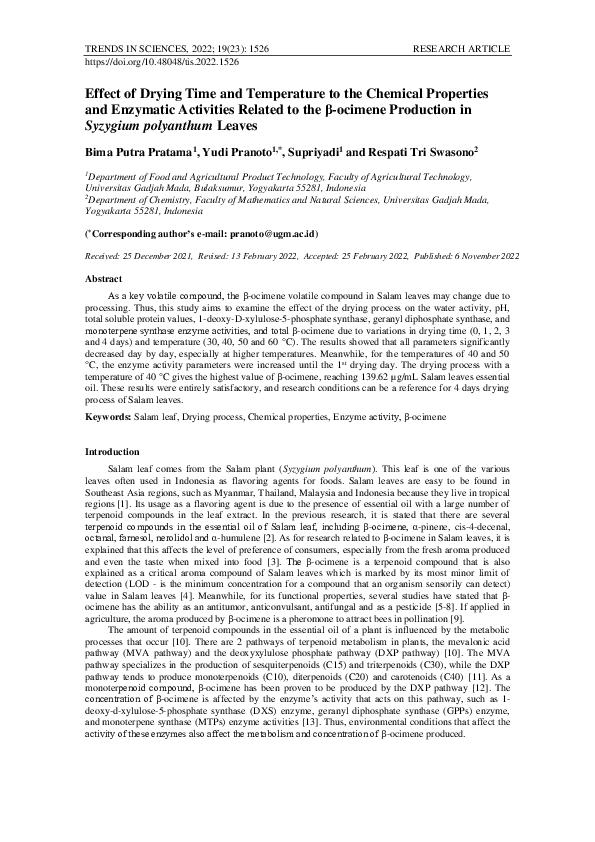 (PDF) Effect of Drying Time and Temperature to the Chemical Properties ...