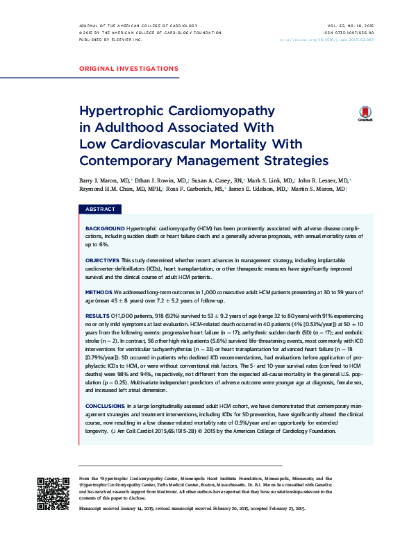 (PDF) Hypertrophic Cardiomyopathy in Adulthood Associated With Low ...